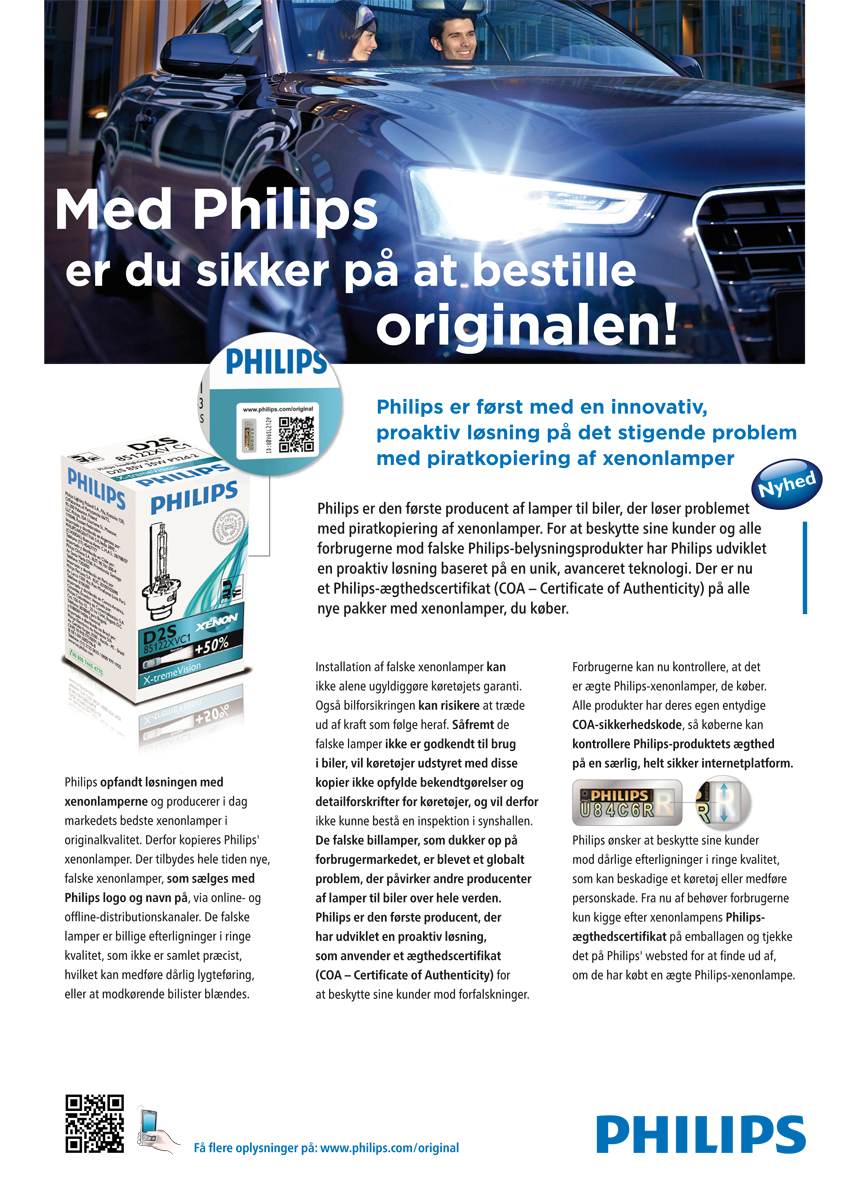 Philips automotive xenon counterfeit solution ad - Danish version